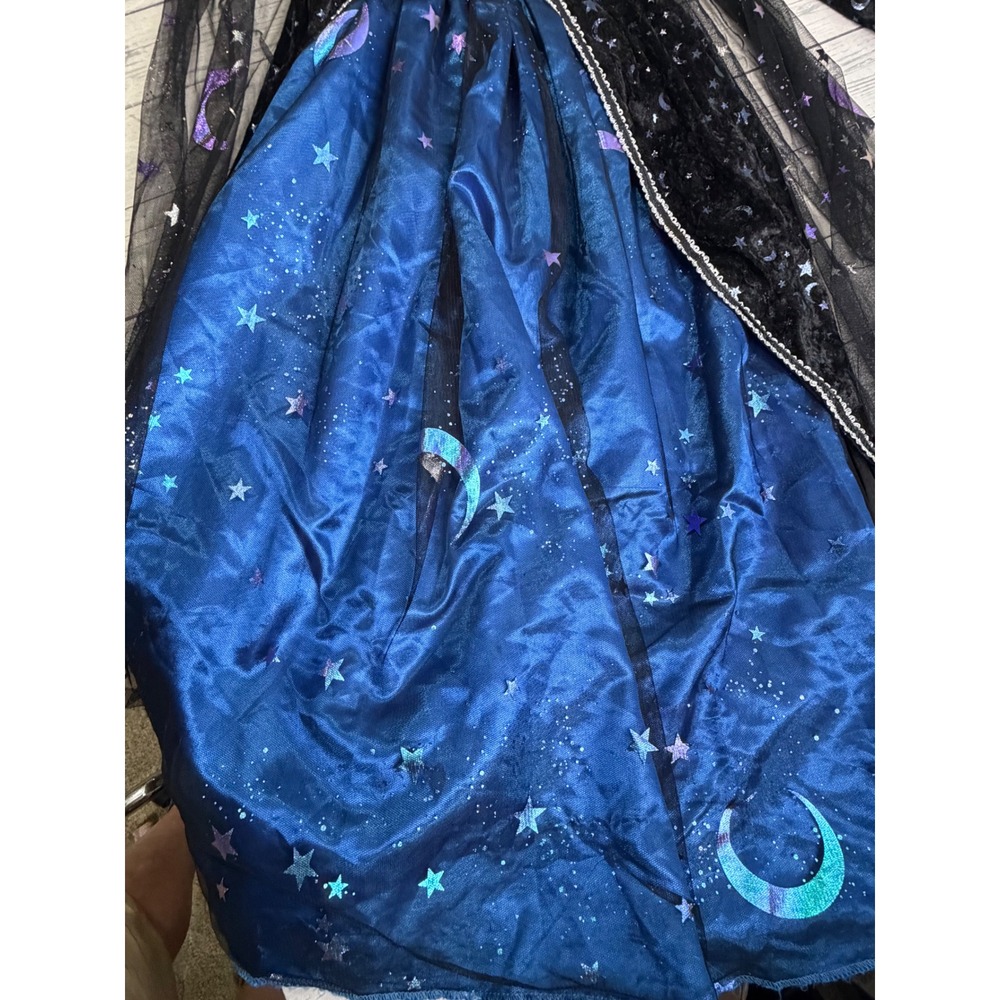 Spirit Halloween Celestial Witch Costume Blue Black Moon Stars Hooded Gown Med - Picture 4 of 6